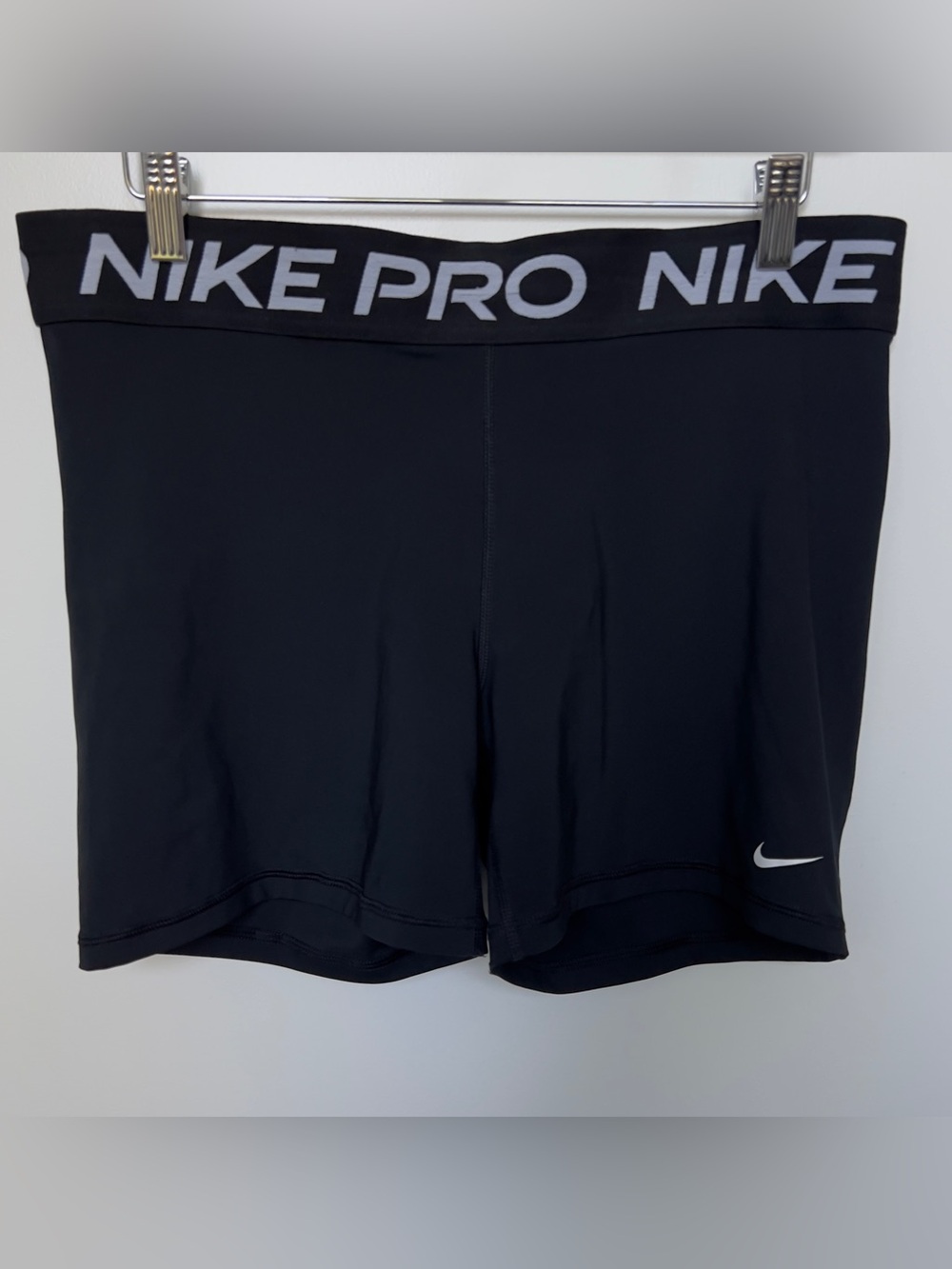 Nike Black Women's Pro Compression Shorts with White Logo